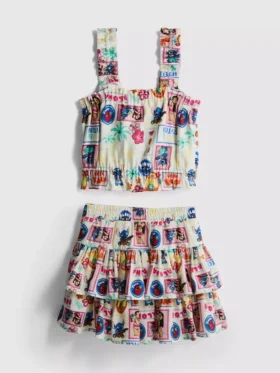 1,5-9 años | Conjunto de camiseta de Stitch de Disney y falda Rara