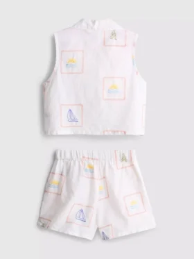 1,5-9 años | Conjunto de camiseta sin mangas y pantalones cortos bordados