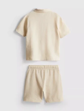 1-9 años | Conjunto de camisa de polo y pantalones cortos con textura