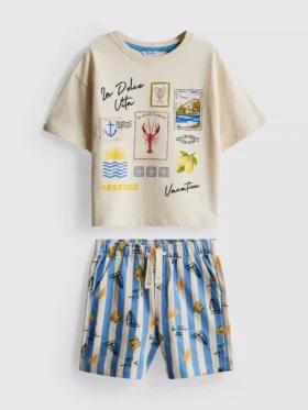 1-9 años | Conjunto de camiseta estampada y Pantalones Cortos «Dolce Vita»