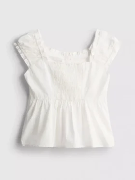 7-15 años | Blusa con cuello cuadrado fruncido