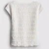 7-15 años | Blusa con mangas casquillo arrugadas y ribete de encaje