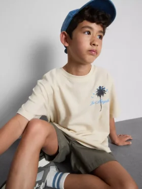 7-15 años | Camiseta con estampado de palmeras y textura