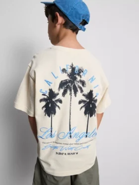 7-15 años | Camiseta con estampado de palmeras y textura