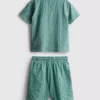 7-15 años | Conjunto de camisa de manga corta con botones y pantalones cortos de tejido con textura