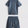 7-15 años | Conjunto de camisa de manga corta con botones y pantalones cortos de tejido con textura