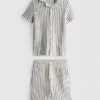 7-15 años | Conjunto de camiseta de punto a rayas y pantalones cortos