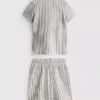 7-15 años | Conjunto de camiseta de punto a rayas y pantalones cortos