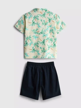 7-15 años | Conjunto de camiseta y pantalones cortos de algodón con efecto slub