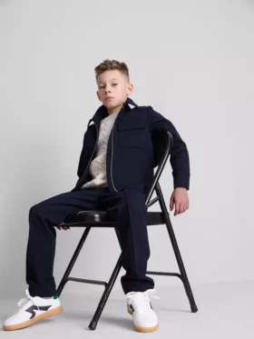 7-15 años | Conjunto de chaqueta con cremallera de jacquard y pantalones de chándal