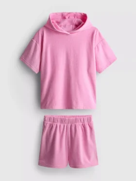 7-15 años | Conjunto de sudadera con capucha de rizo y pantalones cortos