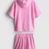 7-15 años | Conjunto de sudadera con capucha de rizo y pantalones cortos