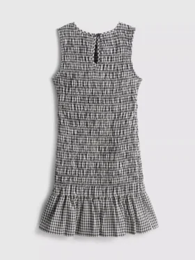 7-15 años | Vestido sin mangas fruncido de cuadros vichy