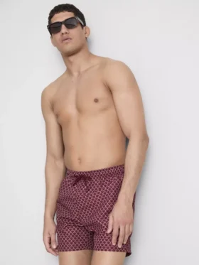 Bañador con cordón y estampado geométrico