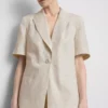 Blazer de manga corta en mezcla de lino
