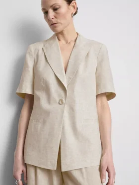 Blazer de manga corta en mezcla de lino