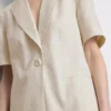 Blazer de manga corta en mezcla de lino