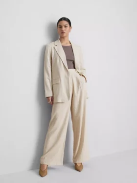 Blazer de una sola fila de botones en mezcla de lino