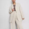 Blazer de una sola fila de botones en mezcla de lino