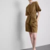 Blazer safari con cinturón de mezcla de algodón