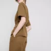 Blazer safari con cinturón de mezcla de algodón