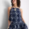 Blusa de algodón con cuello halter y calado