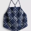 Blusa de algodón con cuello halter y calado