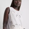 Blusa de manga corta de algodón bordada