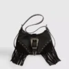Bolso de hombro con hebilla y flecos