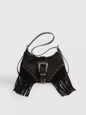 Bolso de hombro con hebilla y flecos