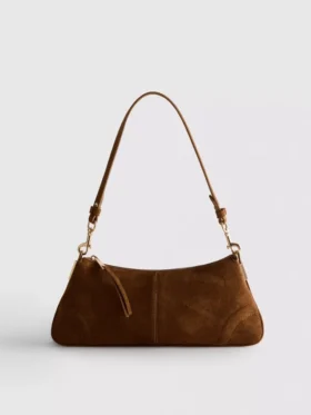 Bolso de hombro de ante sintético