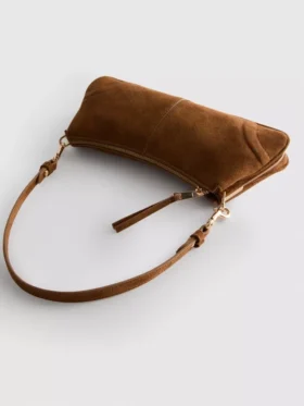 Bolso de hombro de ante sintético