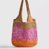 Bolso de paja con estampado de flores