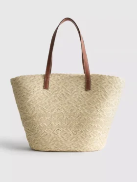 Bolso de paja tipo cubo