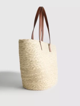 Bolso de paja tipo cubo