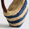 Bolso de rafia a rayas con asas para el hombro