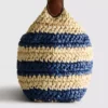 Bolso de rafia a rayas con asas para el hombro