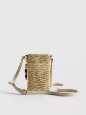 Bolso para móvil tejido con abalorios
