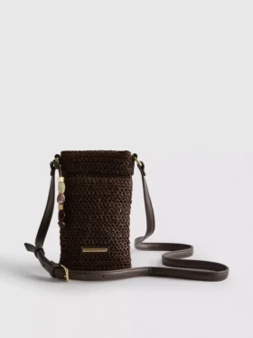 Bolso para móvil tejido con abalorios