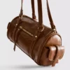 Bolso tipo bombín de imitación de piel con efecto desgastado