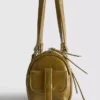 Bolso tipo bombín de imitación de piel con efecto desgastado