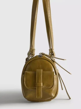 Bolso tipo bombín de imitación de piel con efecto desgastado