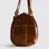 Bolso tipo bombín de imitación de piel con efecto desgastado