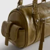 Bolso tipo bombín de imitación de piel con efecto desgastado