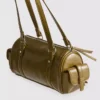 Bolso tipo bombín de imitación de piel con efecto desgastado