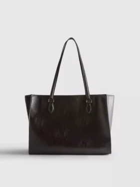 Bolso tote de imitación de piel con efecto craquelado