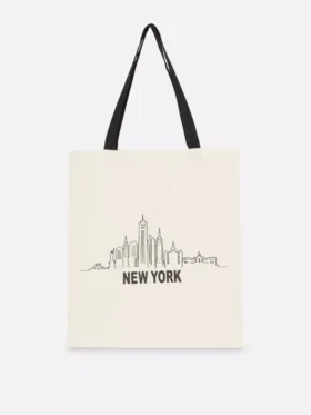 Bolso tote urbano de algodón con estampado gráfico