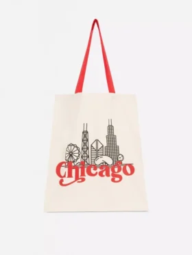 Bolso tote urbano de algodón con estampado gráfico