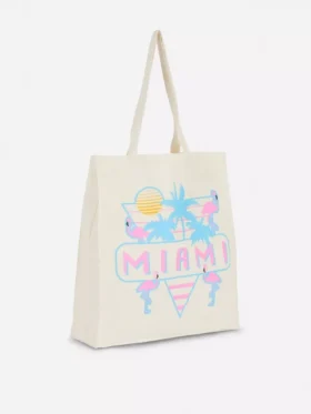 Bolso tote urbano de algodón con estampado gráfico