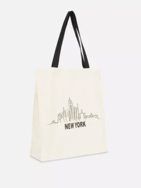 Bolso tote urbano de algodón con estampado gráfico